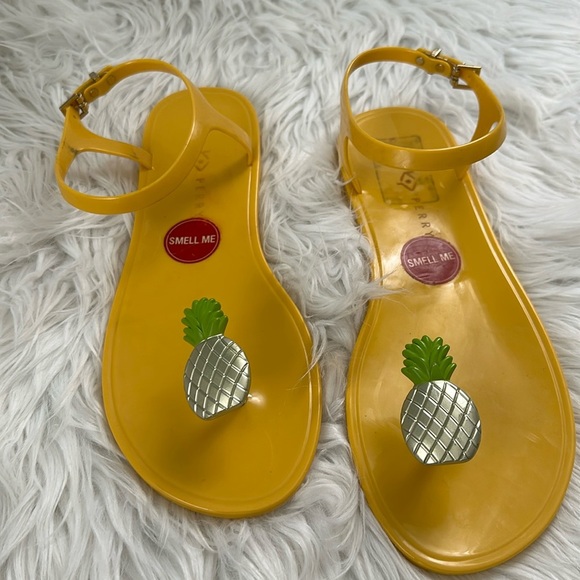Katy Perry Sandal The Geli Flat Metallic Pineapple Women's Size 11 - Picture 1 of 8